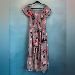 Speed Control Pink and Gray Floral Romper with skirt cover